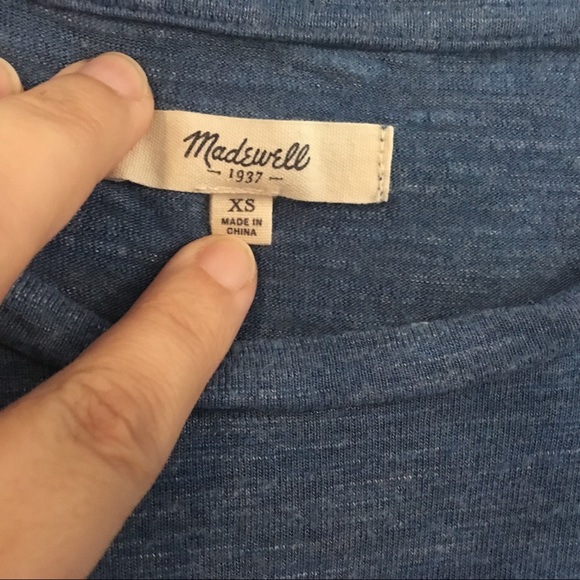 Madewell Anthem Elbow Tee Short Sleeved Curve Edge Scoop Necked Blue XS - Picture 5 of 7